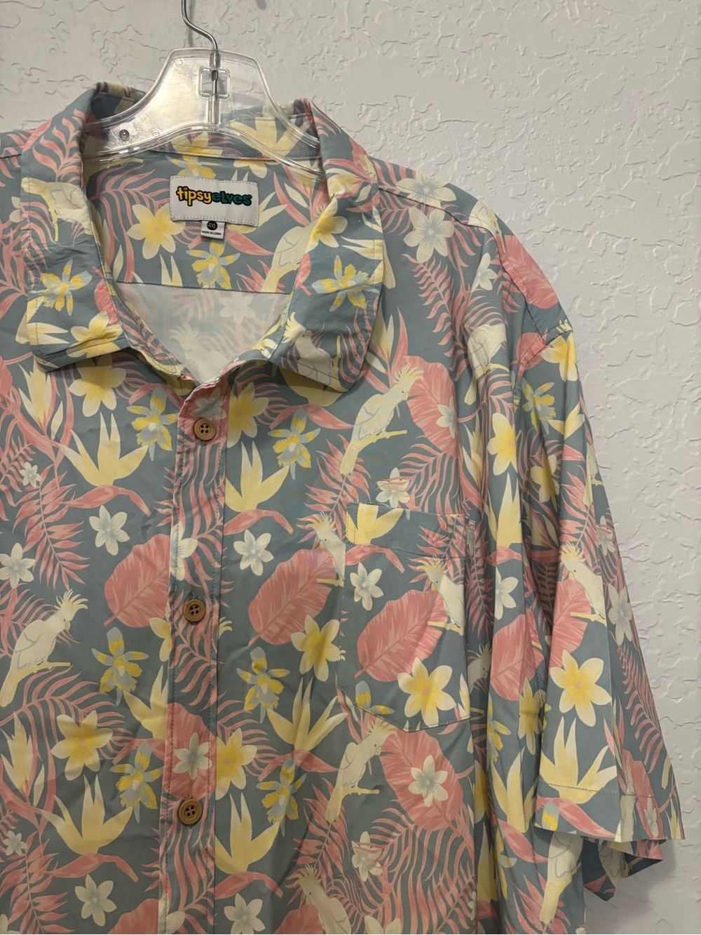 Tipsy Elves Mens Tropical parrot Button  Down Shirt Size 4X